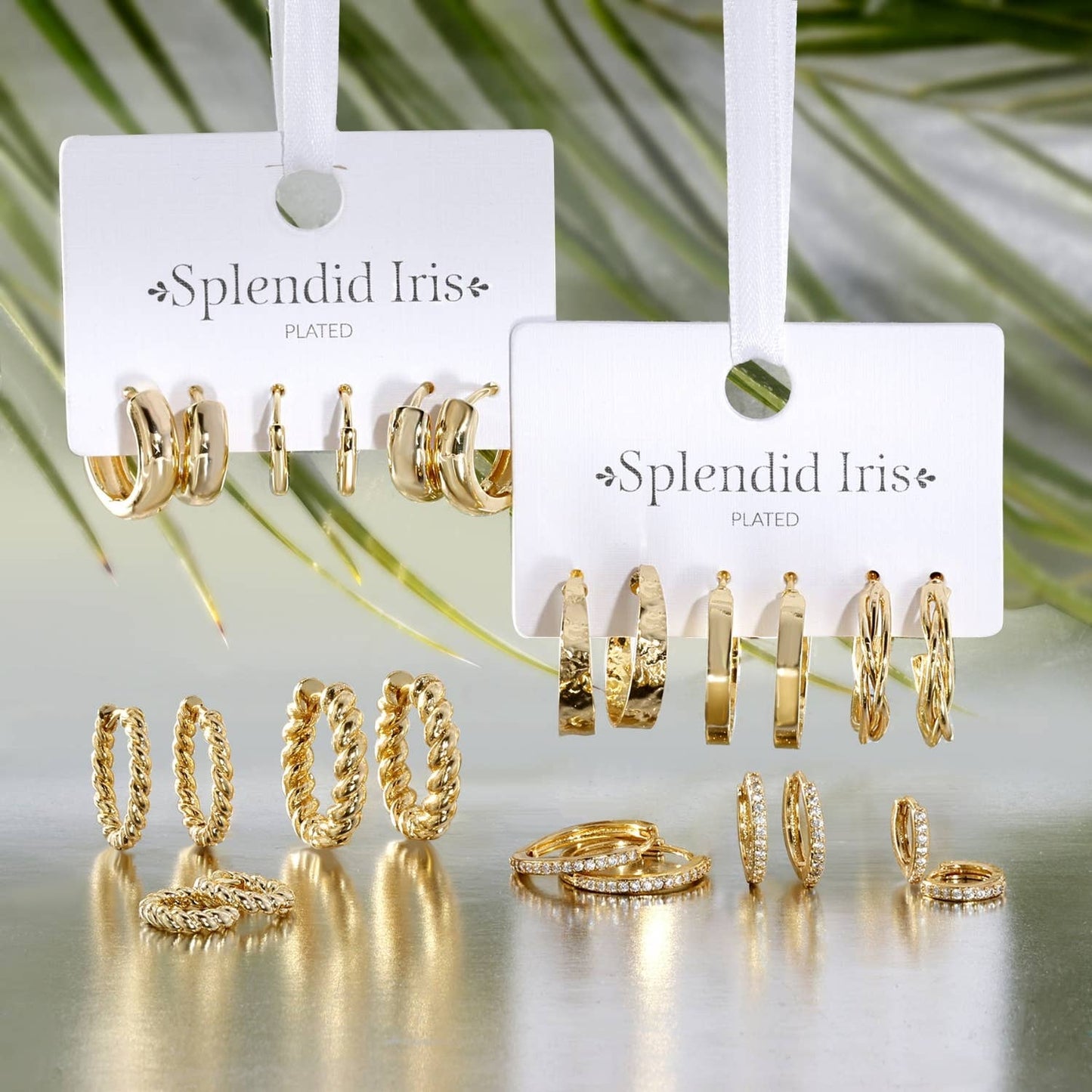 Splendid Iris - Sale - Set/3 Assorted Textured Hoops: Gold