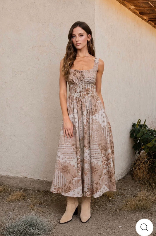 Patterned Midi Dress