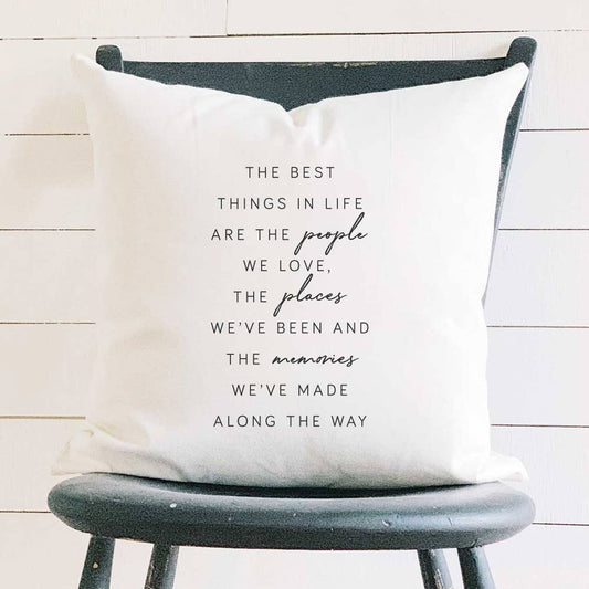 Best Things in Life - Square Canvas Pillow: Natural