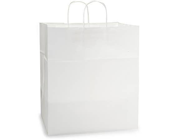 Nashville Wraps - White Kraft Retail Paper Shopping Bags: 100 Pack / Junior 8x5x8"