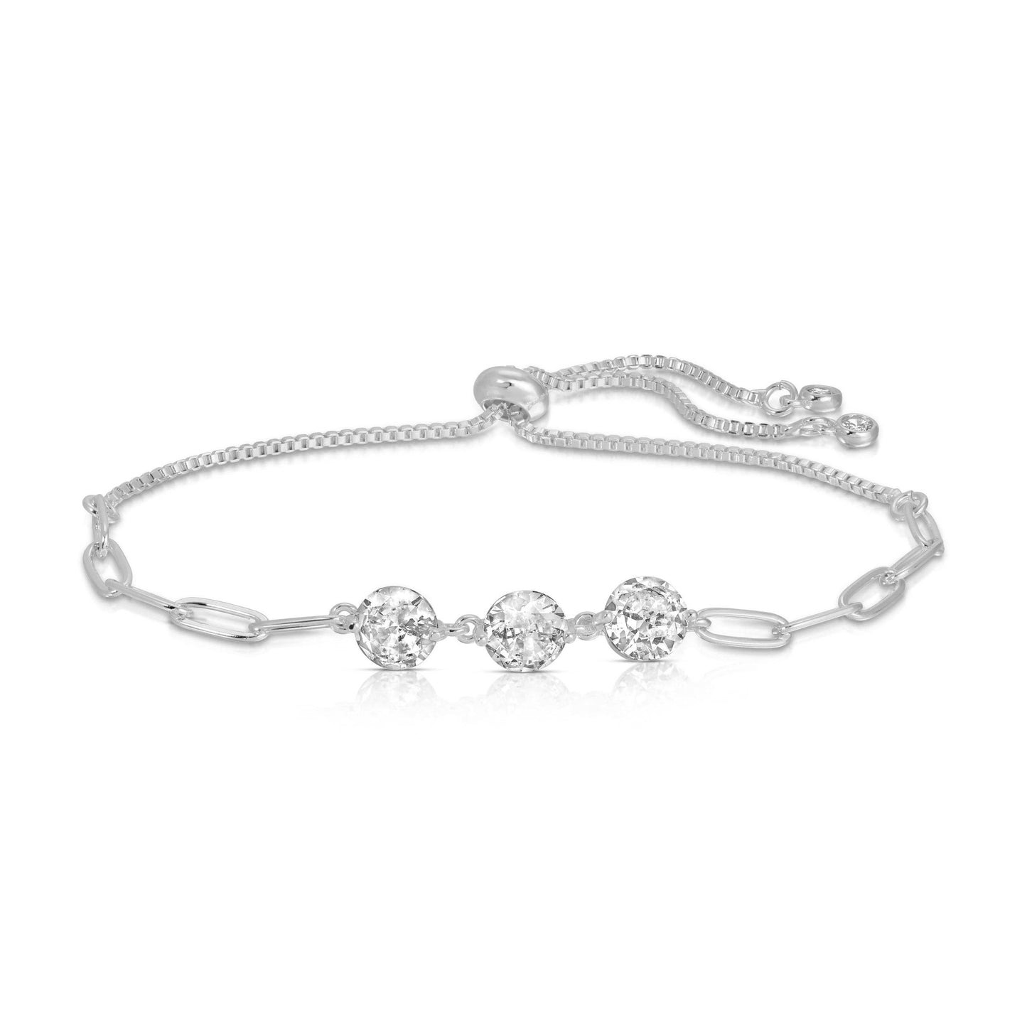Splendid Iris - Triple Faux Diamond Paperclip Pulley Bracelet: Gold
