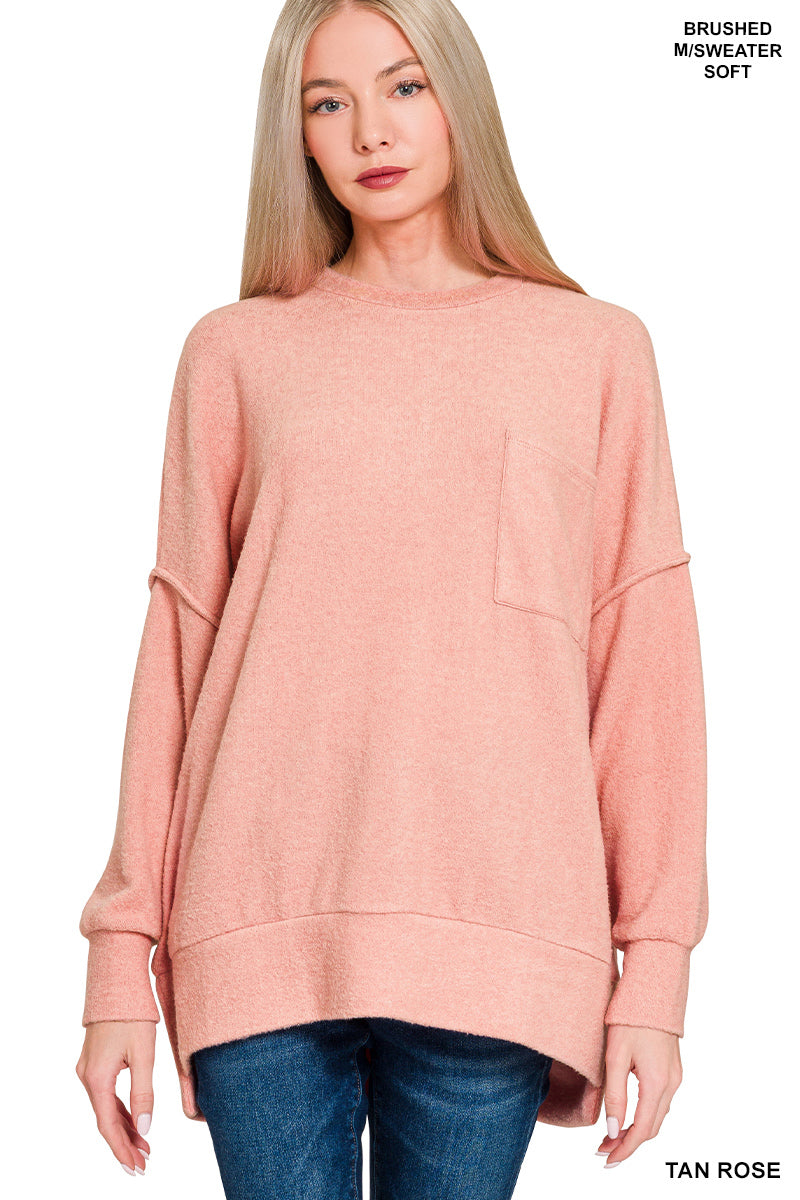 Brushed Melange Drop Shoulder Oversized Sweater
