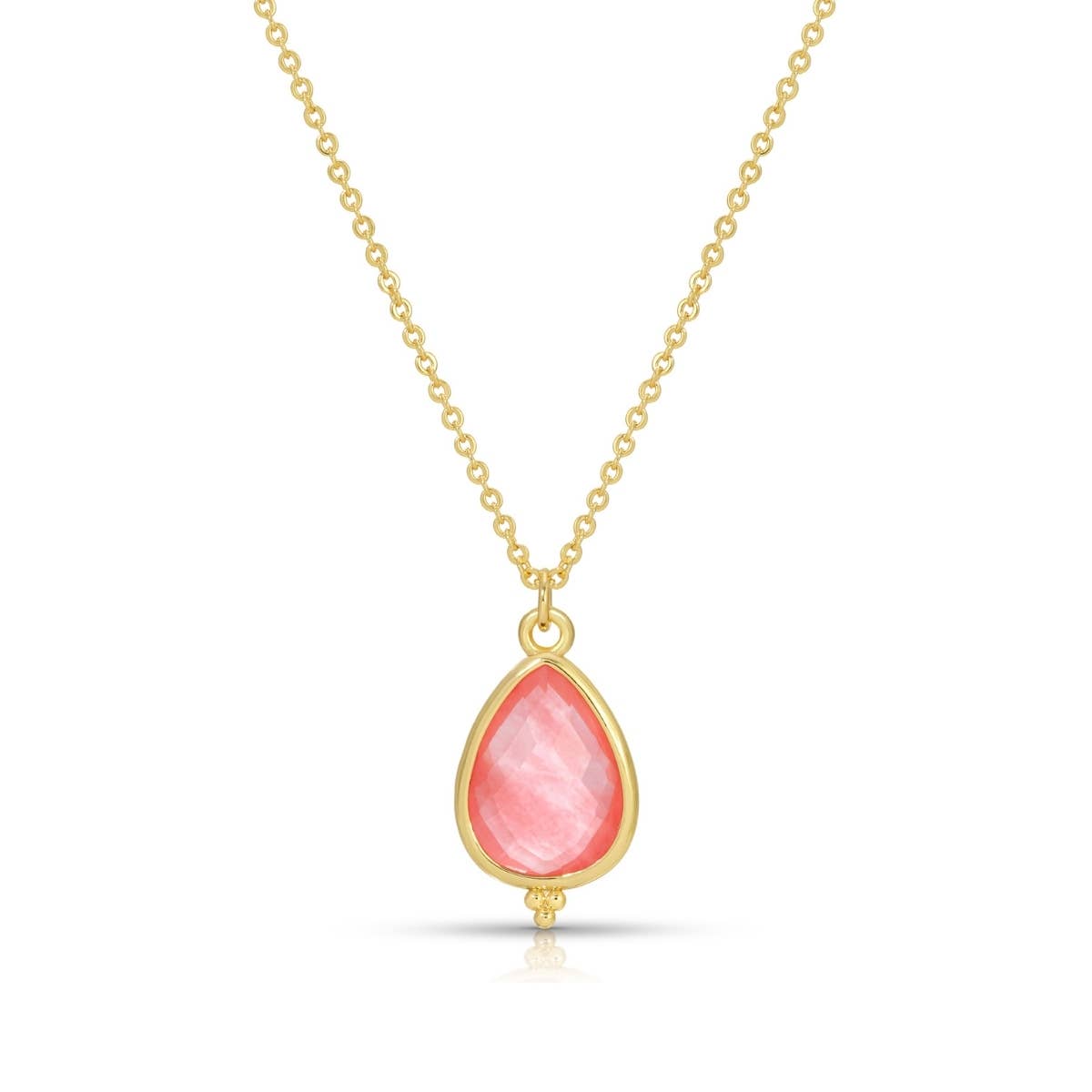 Splendid Iris - Teardrop Stone Pendant Necklace: Light Blue