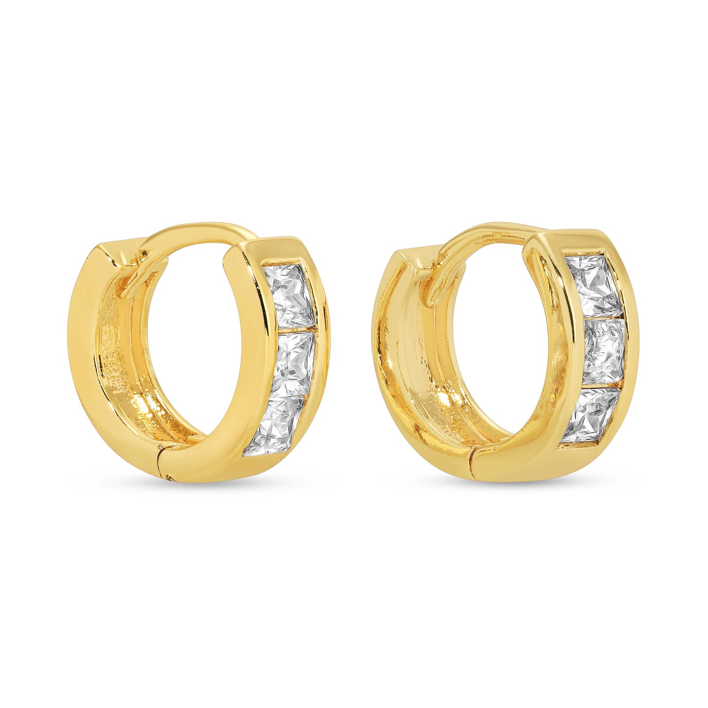 Splendid Iris - Combo 3, Assorted Pavé Huggies: Silver