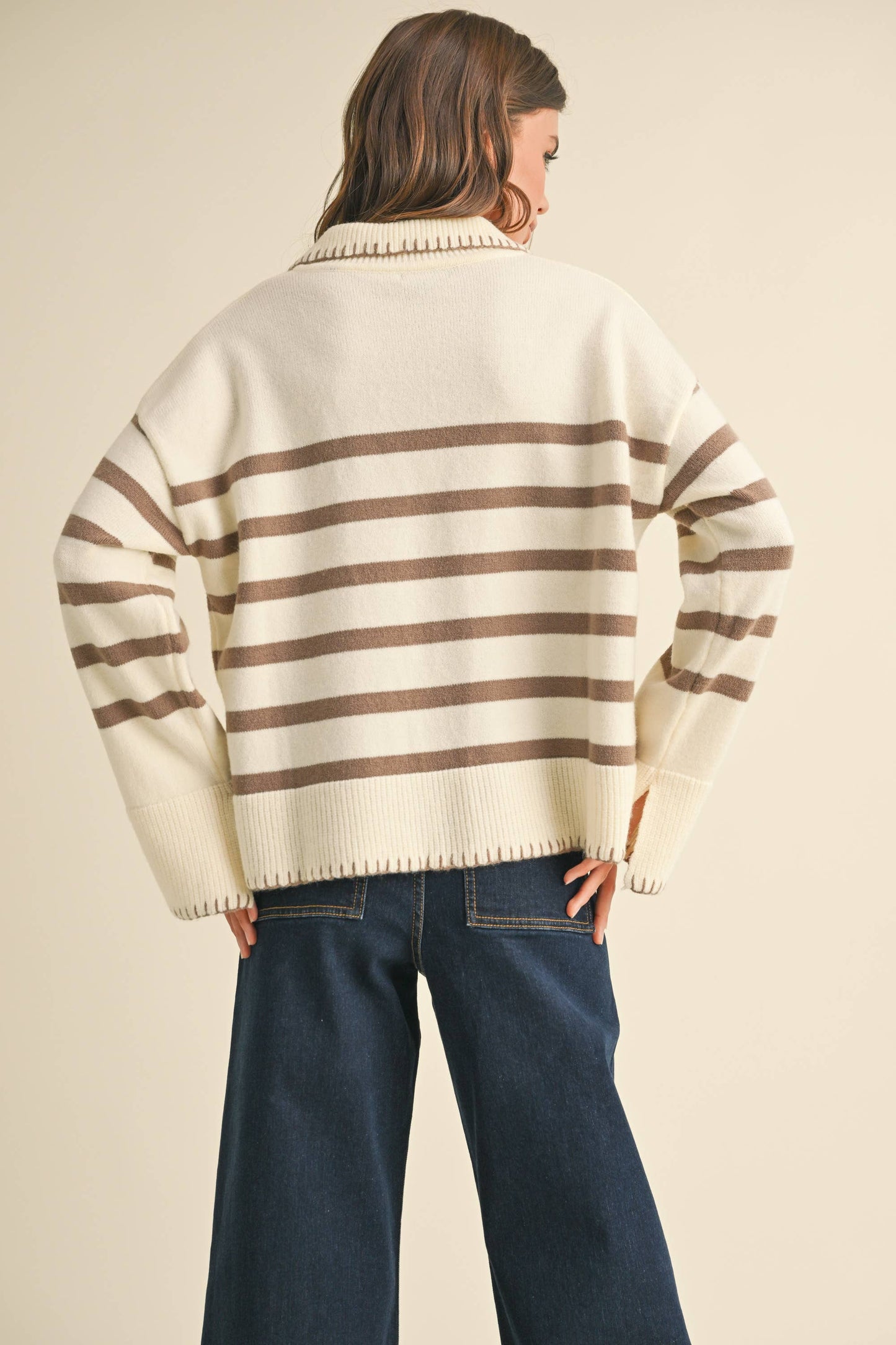 Mocha Stripe Sweater Top