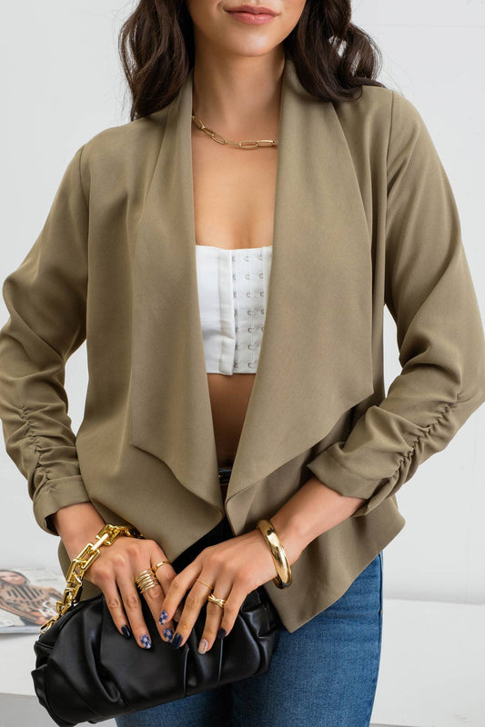 Ruched Sleeve Blazer