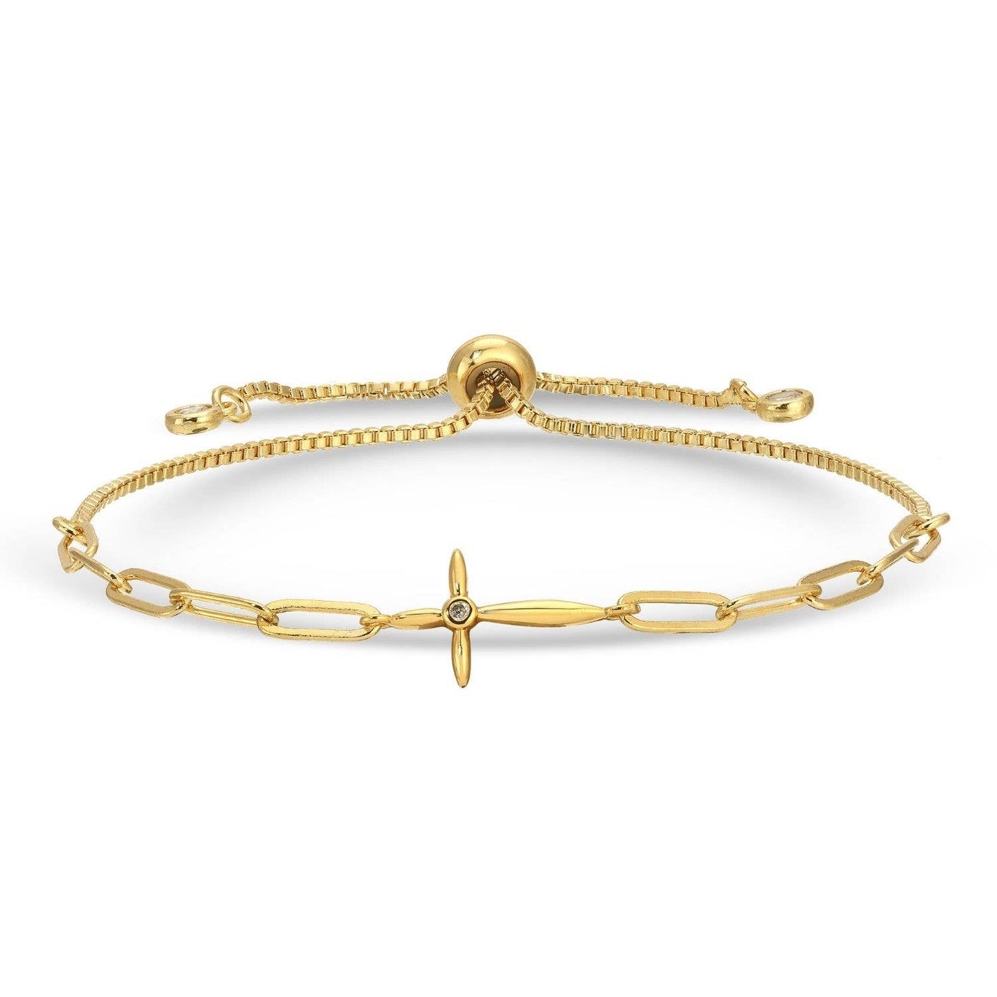 Splendid Iris - Delicate Cross Pulley Bracelet: Gold