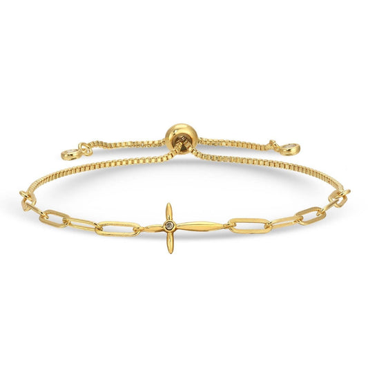 Splendid Iris - Delicate Cross Pulley Bracelet: Gold