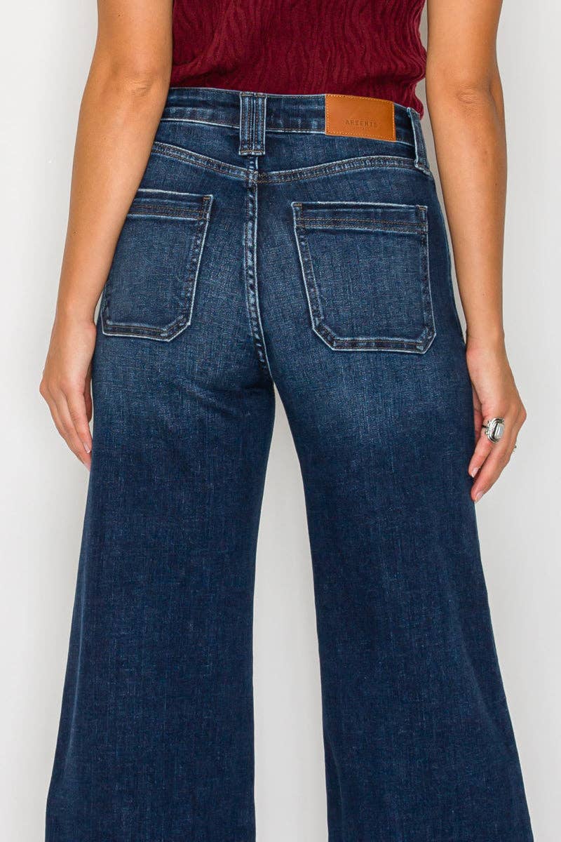 High Rise A-Line Wide Leg Jeans