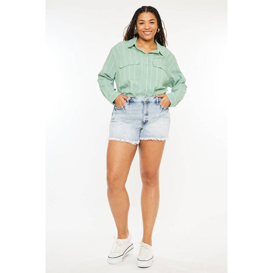 High Rise Mom Shorts - Light Wash