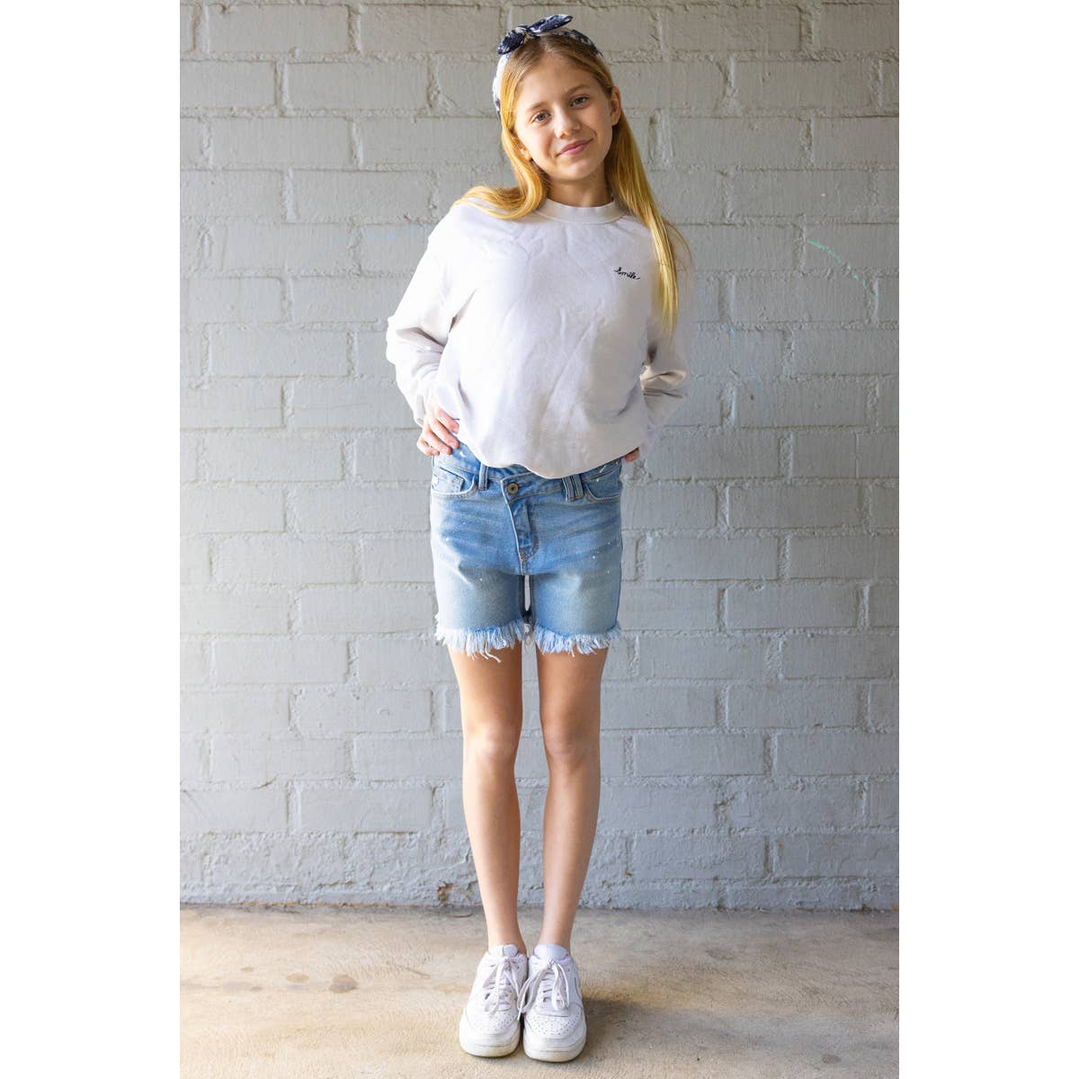 Drip Paint Denim Shorts - Girls