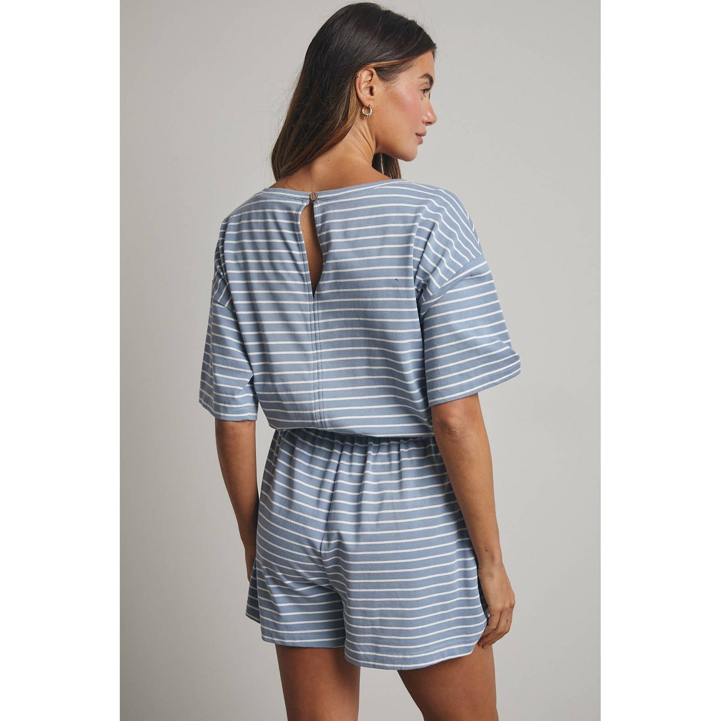 Striped Boat Neck Romper