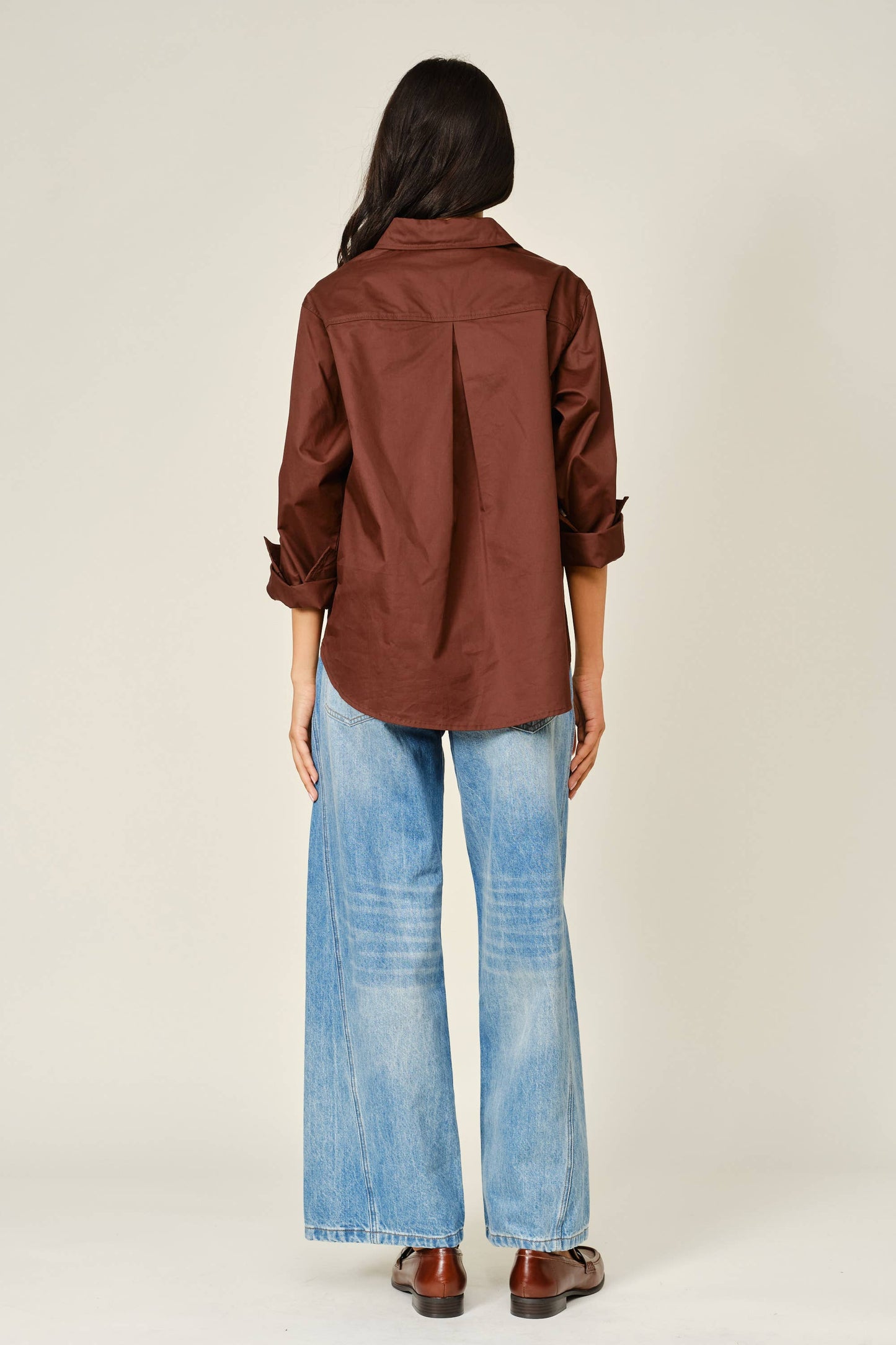 Aaron & Amber - AJT6539 OVERSIZED CLASSIC BUTTON DOWN SHIRT: OFF WHITE / S-M-L (2-2-2)