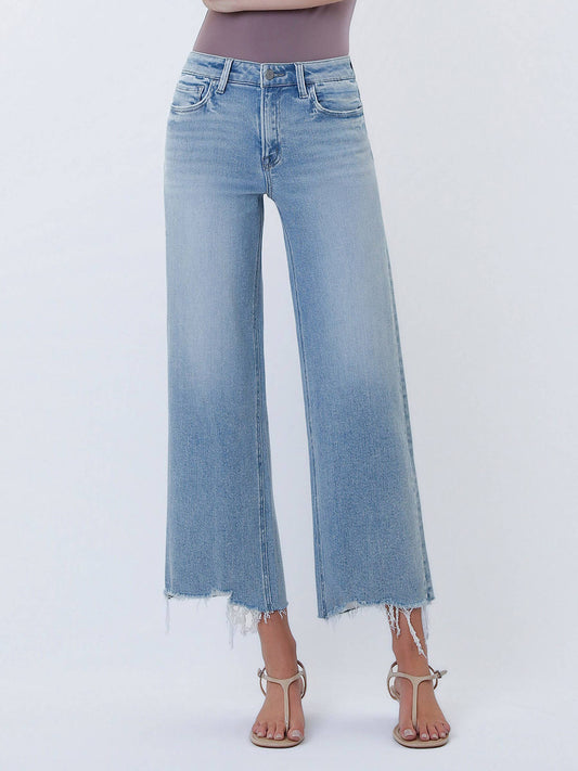 VERVET by FLYING MONKEY - HIGH RISE DISTRESSED HEM CROP WIDE LEG JEANS T7303: IMAGINATIVE / 28