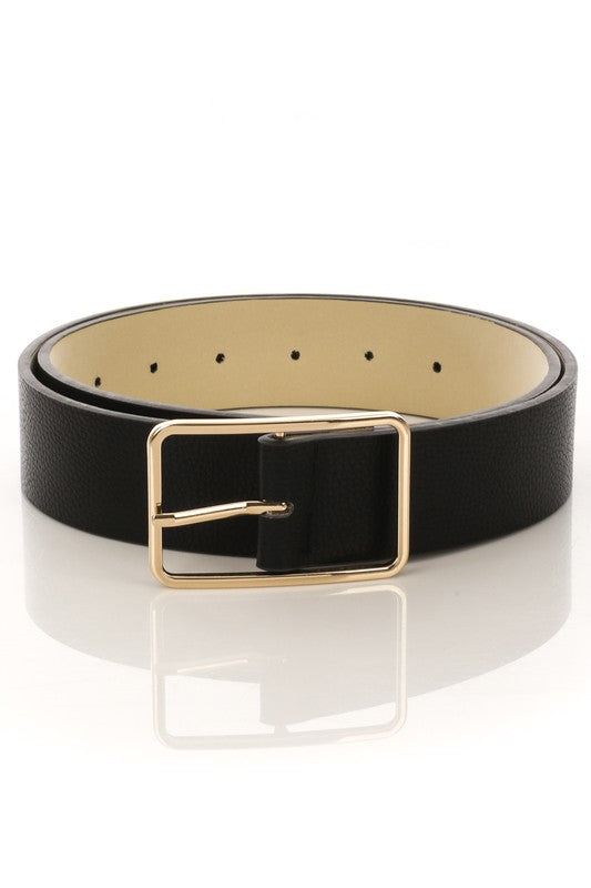 Faux Leather Rectanle Cutout Belt