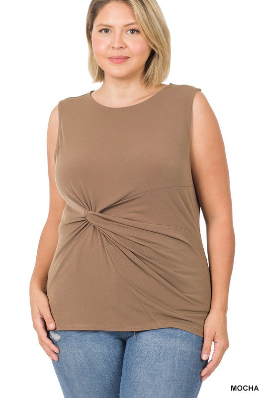 Plus Ity Knot-front Sleeveless Top