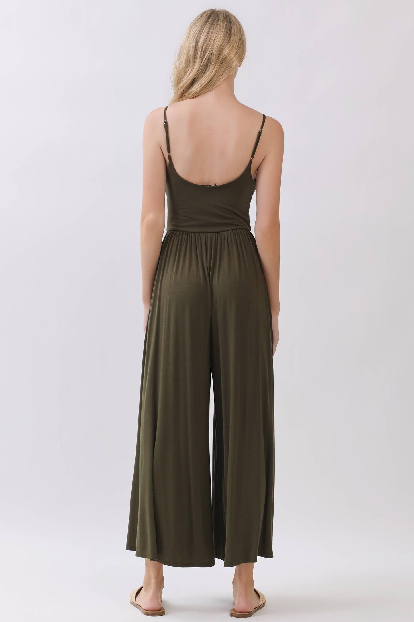 Final Touch - Flare Wide Leg Jumpsuit W/ Adjustable Strap - VJU60179: Nutshell / L
