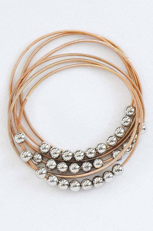 Boho Layered Spring Coil Guitar String Bracelet Set