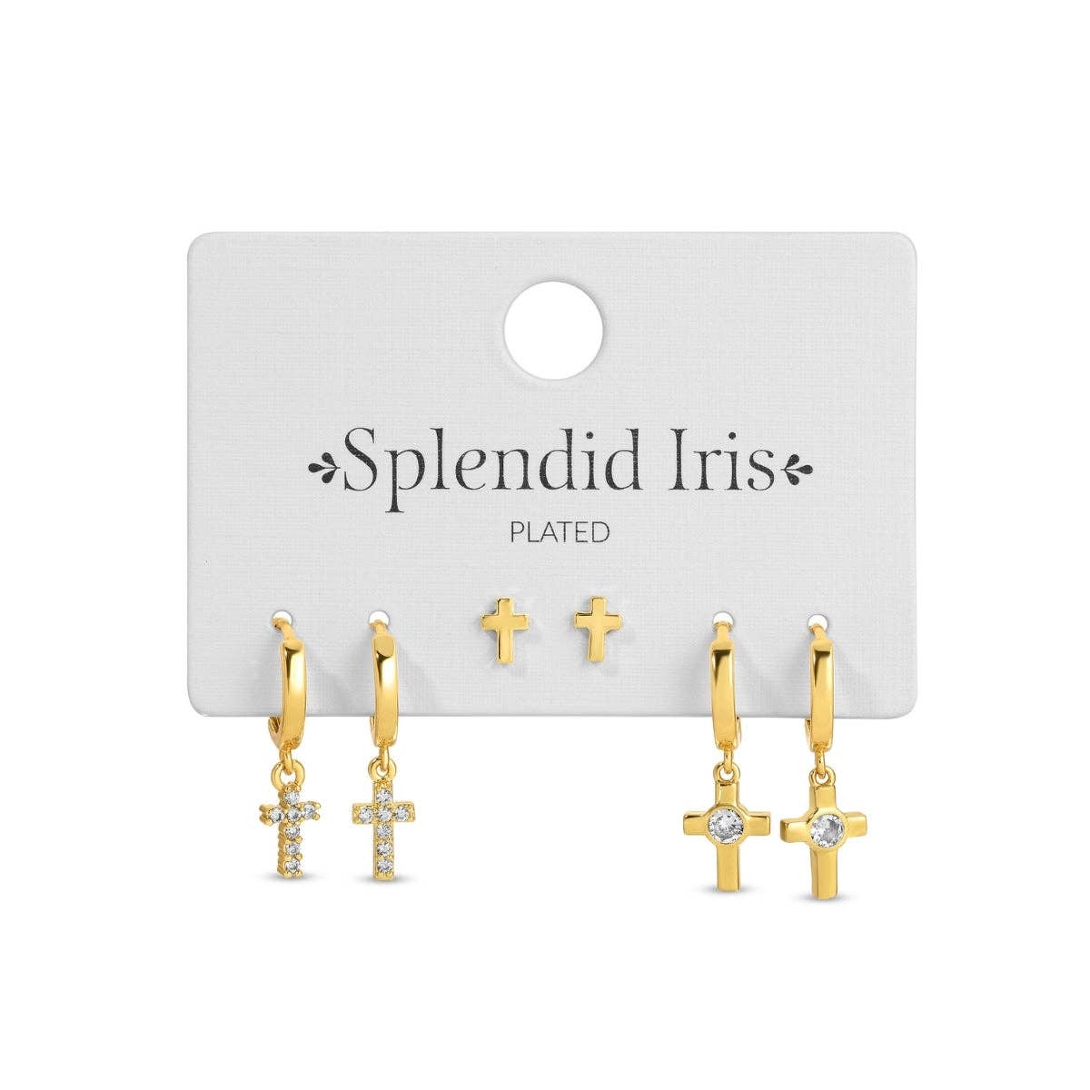 Splendid Iris - Combo 3, Set of Cross Huggies: Gold