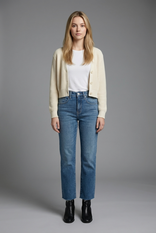 High Rise Straight Leg Jean with Tummy Control