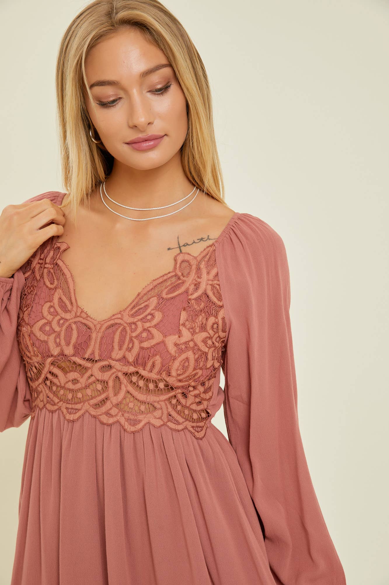 Dusty Rose Bodice Dress