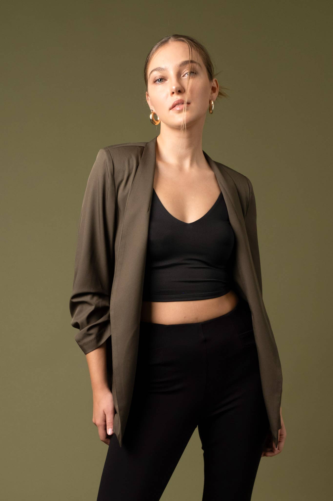 Longline Blazer - Dark Olive