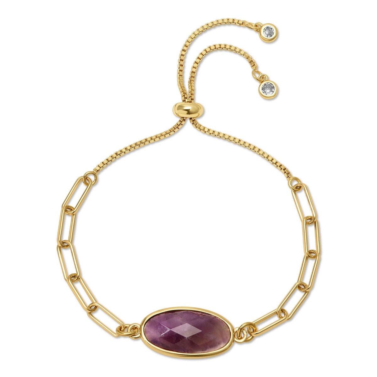 Splendid Iris - Oval Stone Pulley Bracelet: White