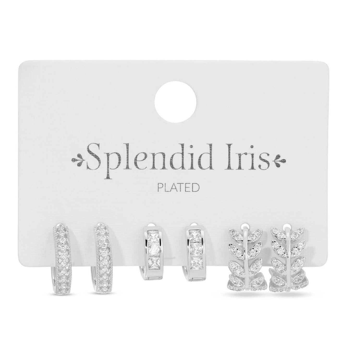 Splendid Iris - Combo 3, Assorted Pavé Huggies: Silver