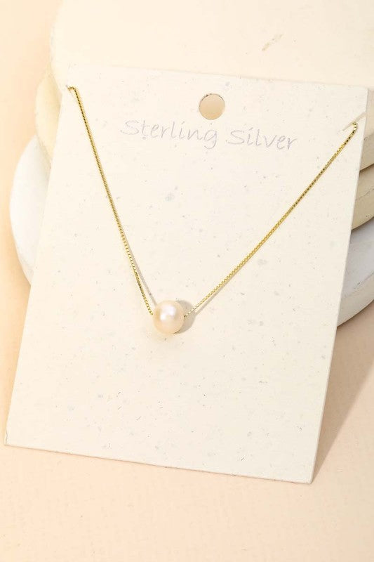 Sterling Silver Pearl Charm Necklace