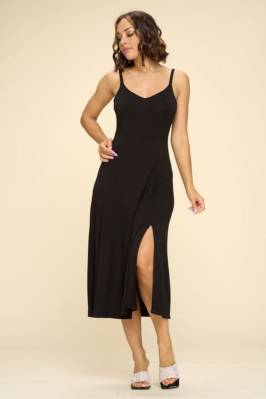 Adjustable Strap Solid Knit Dress