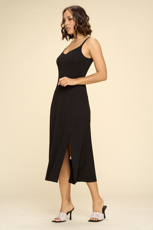 Adjustable Strap Solid Knit Dress