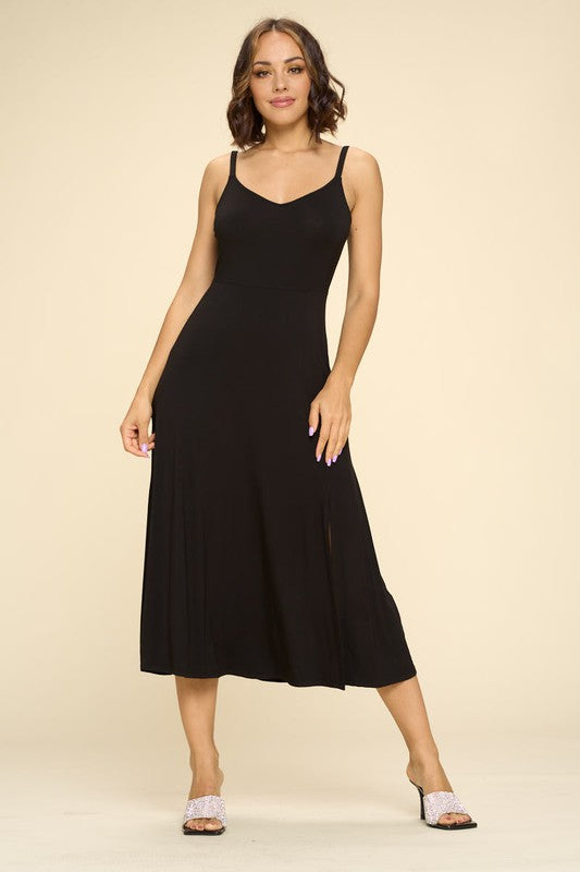 Adjustable Strap Solid Knit Dress