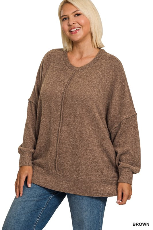 Plus Brushed Melange Hacci Oversized Sweater