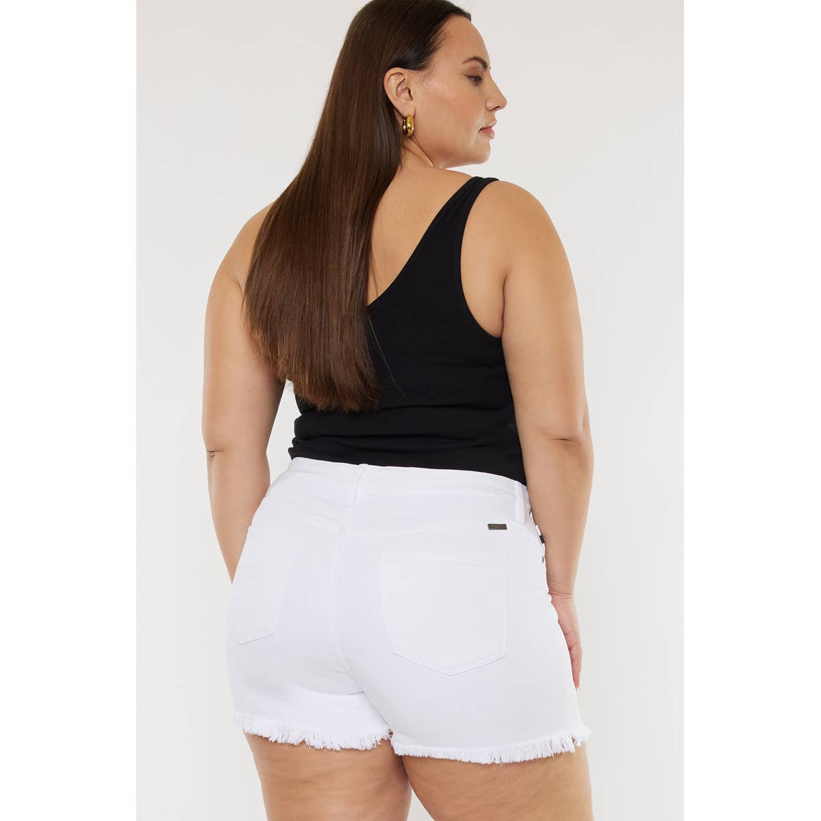 High Rise White Distressed Short - Plus