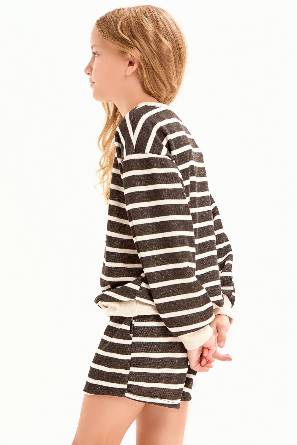 Stripe French Terry Sweatshirt: Black