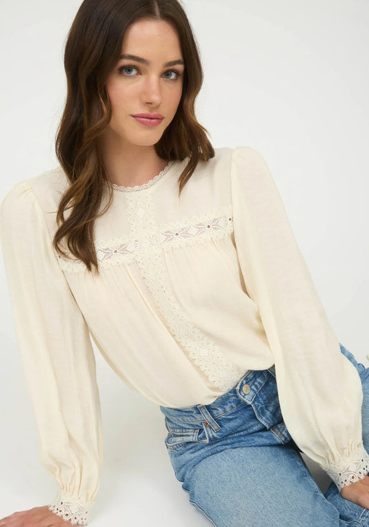 Lace Detail Long Sleeve Blouse