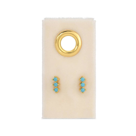 Splendid Iris - Triple CZ Bar Studs on Velvet Tag: Light Blue