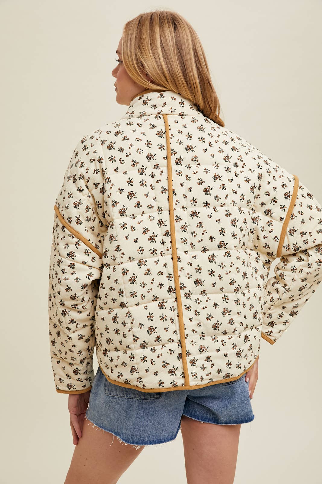 Floral Jacket with Piping Detail