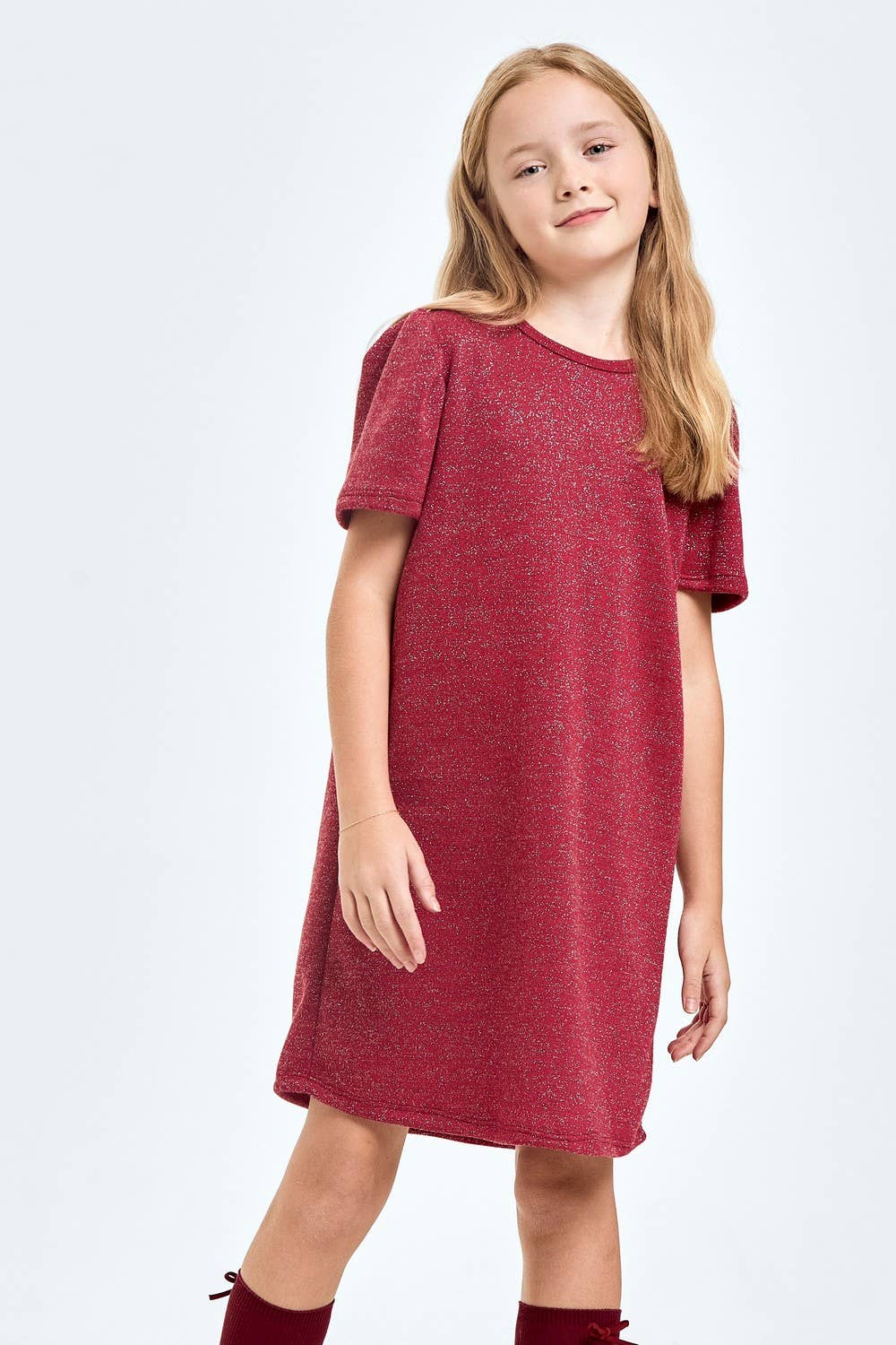 Mink Lurex Puff Sleeves Dress