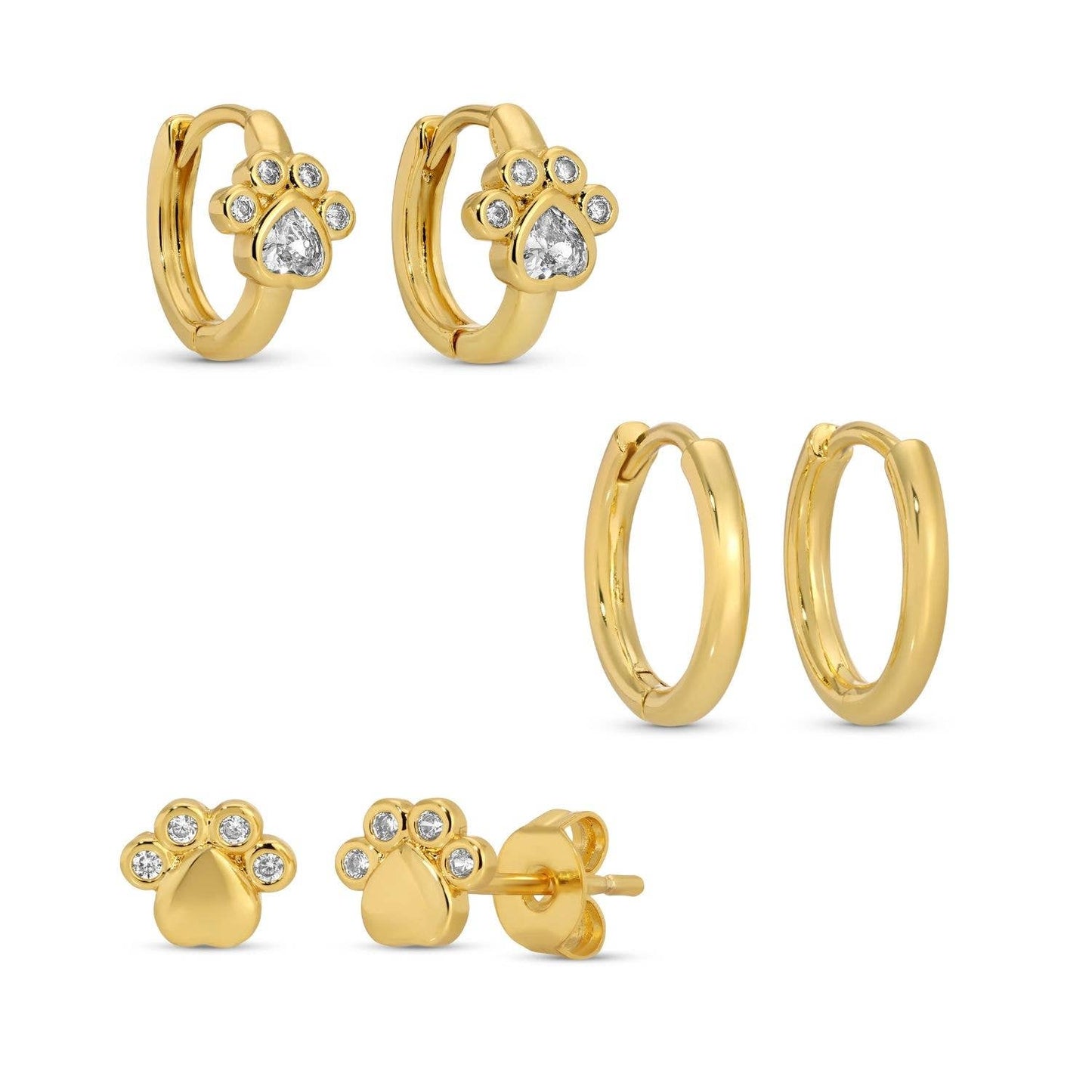 Splendid Iris - Sale - Paw Print Set of 3 Earrings