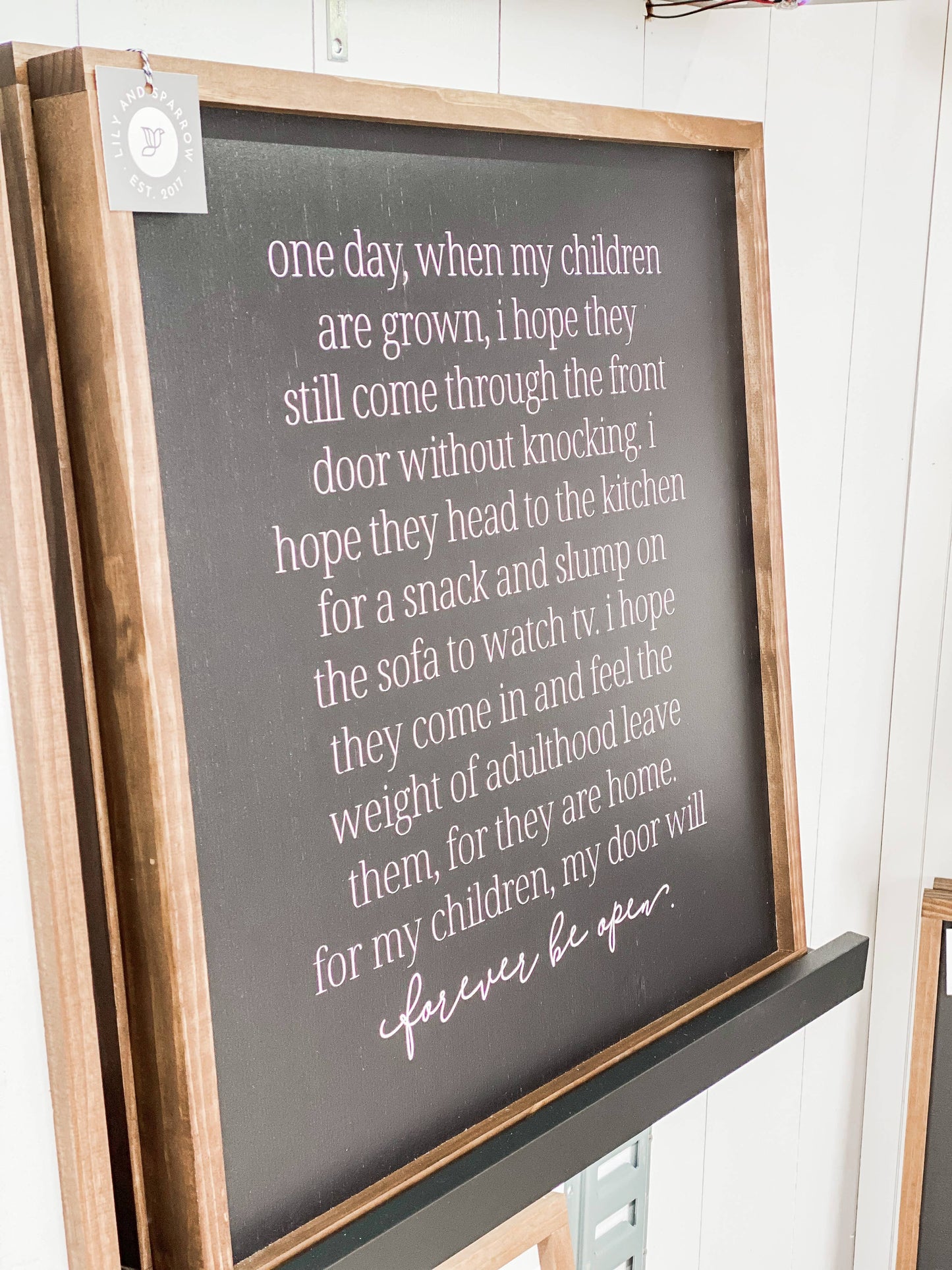 Lily and Sparrow - One Day When My Children | Mother's Day Gift: Black / Light Oak / 25x25"