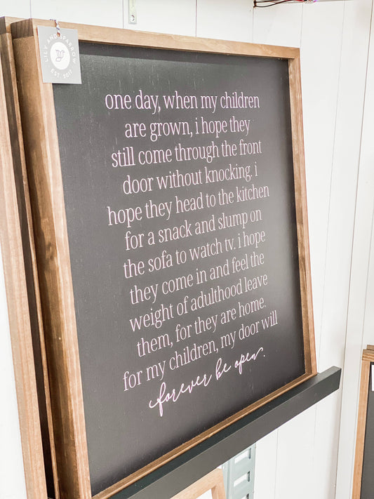 Lily and Sparrow - One Day When My Children | Mother's Day Gift: Black / Light Oak / 25x25"
