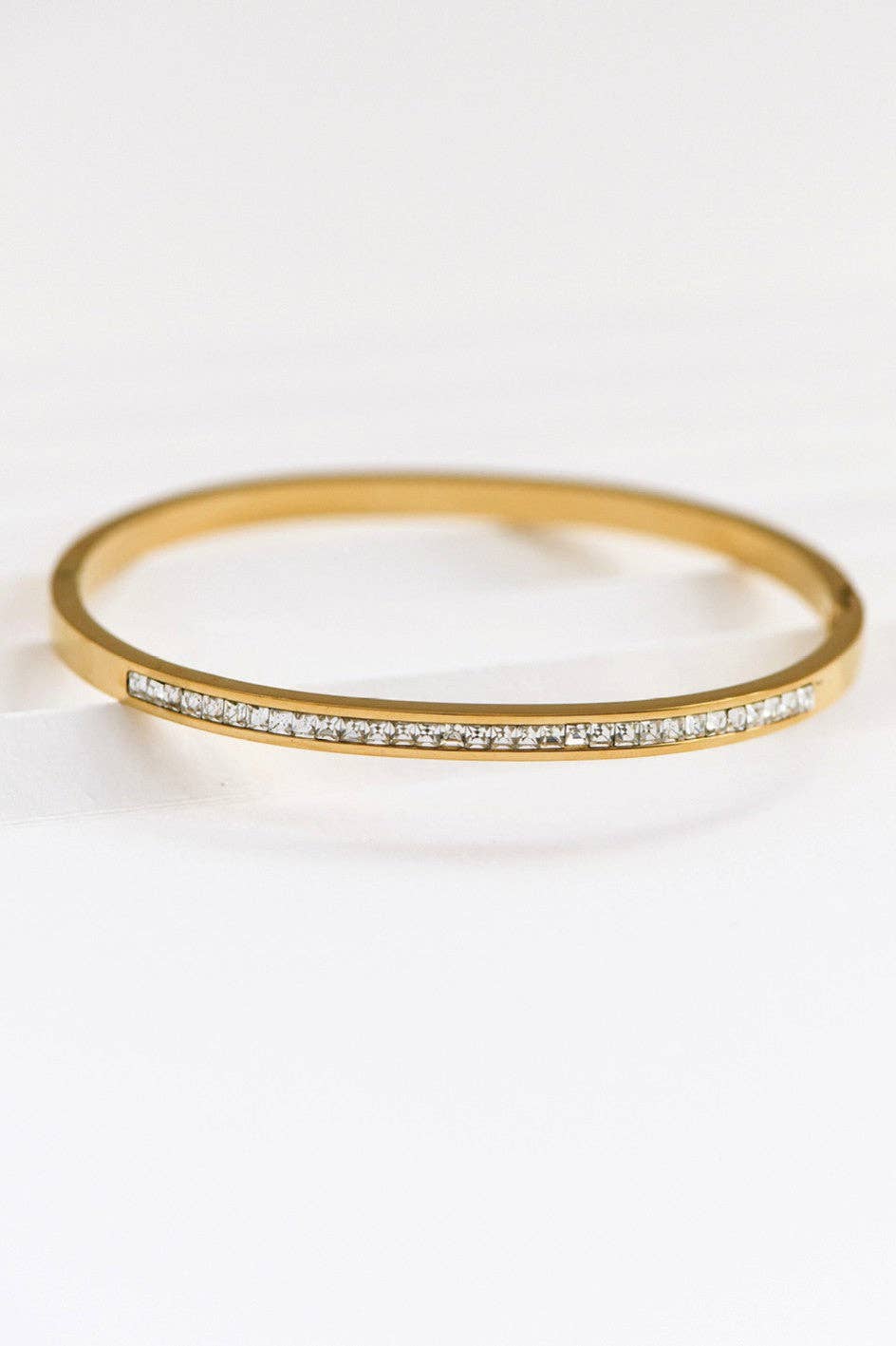 18K Gold Plated Waterproof Stainless Steel Hinged Bangle Bracelet