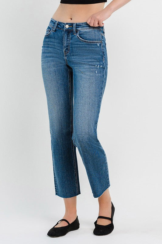 Mid Rise Ankle Regular Straight Jeans