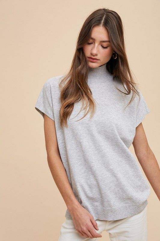 Mock Neck Drop Shoulder Sweater