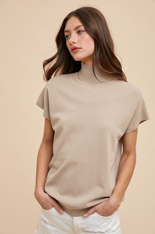 Mock Neck Drop Shoulder Sweater