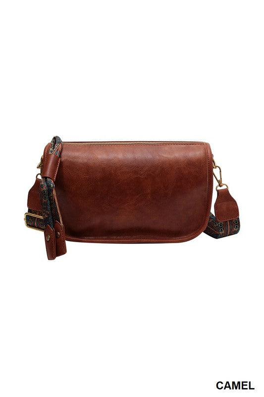 Pattern Strap Zipper Shoulder Bag