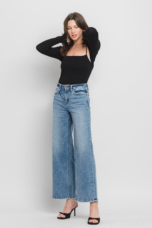 Flying Monkey - High Rise Full Length Wide Leg Jeans