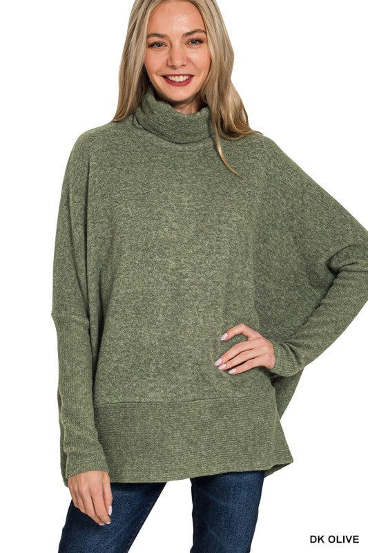 Brushed Melange Hacci Turtleneck Sweater