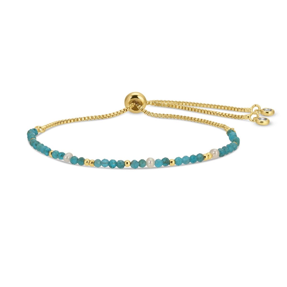 Splendid Iris - Delicate Stone Pulley Bracelet: Black